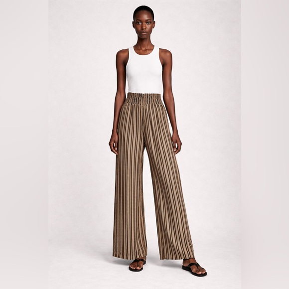 BILLABONG Black & Tan Striped Smocked Waist Pants - Picture 2 of 7